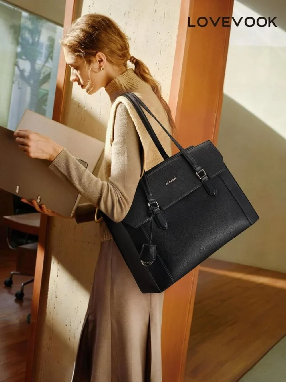 Stylish Waterproof Laptop Tote Bag for Women, 15.6